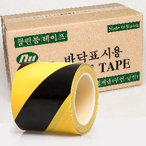 안전표시 황색 흑색 사선 바닥라인테이프 100mm_BOX(20개입)